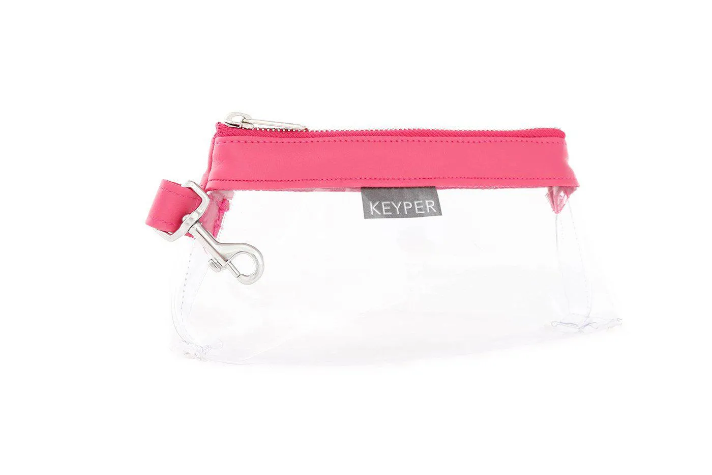 Bright Pink CLEAR Bag  - Vegan Leather Trim