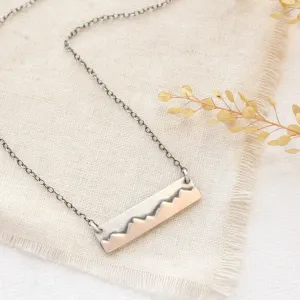 Bronze & Silver Mountain Range Bar Necklace