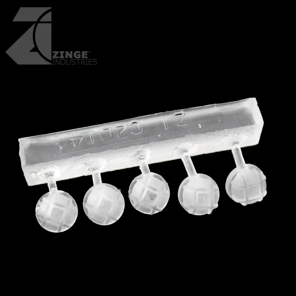 Bulkhead Lights - Sprue of 5 - 10mm Round Bulkhead - Transparent Light Diffuser