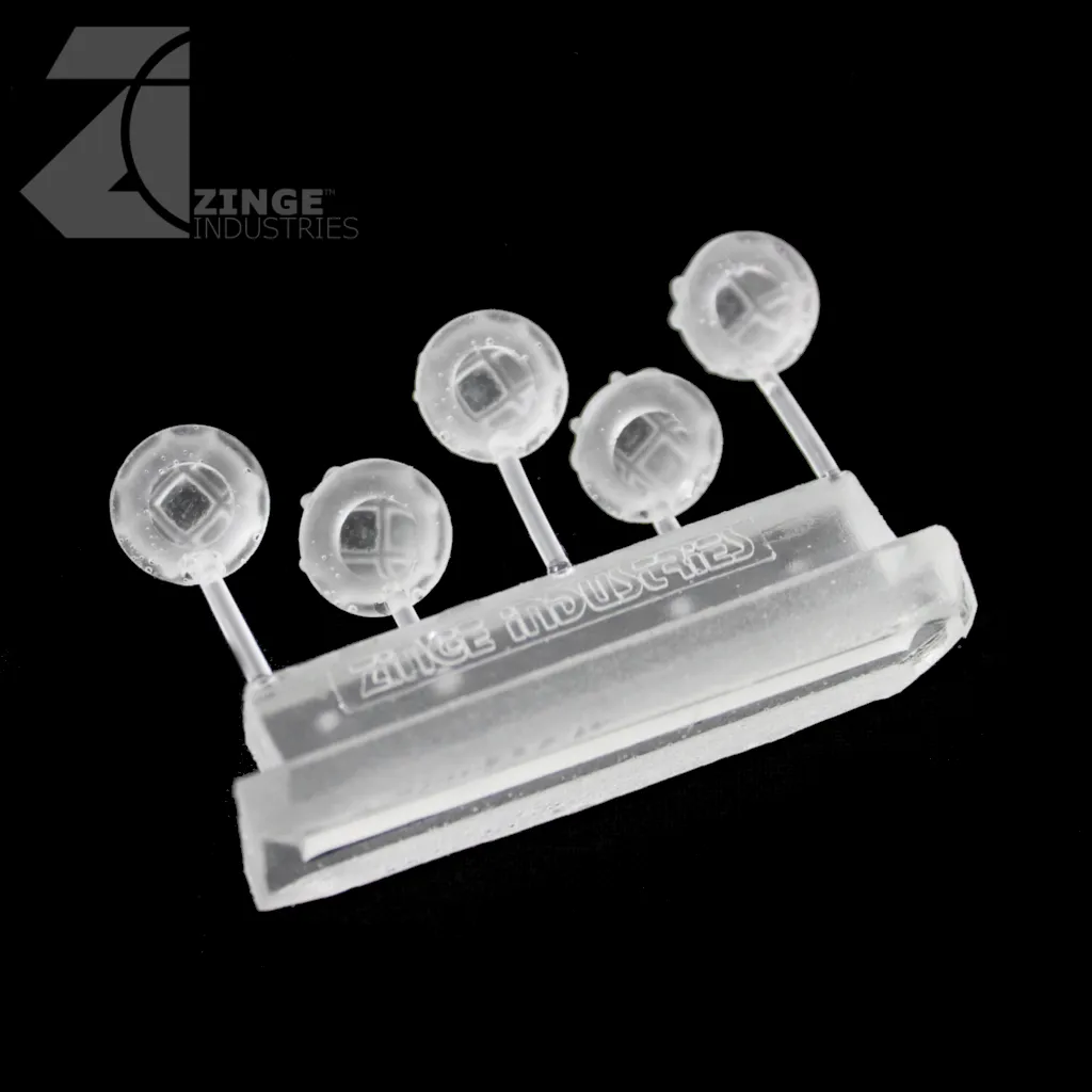 Bulkhead Lights - Sprue of 5 - 15mm Round Bulkhead - Transparent Light Diffuser