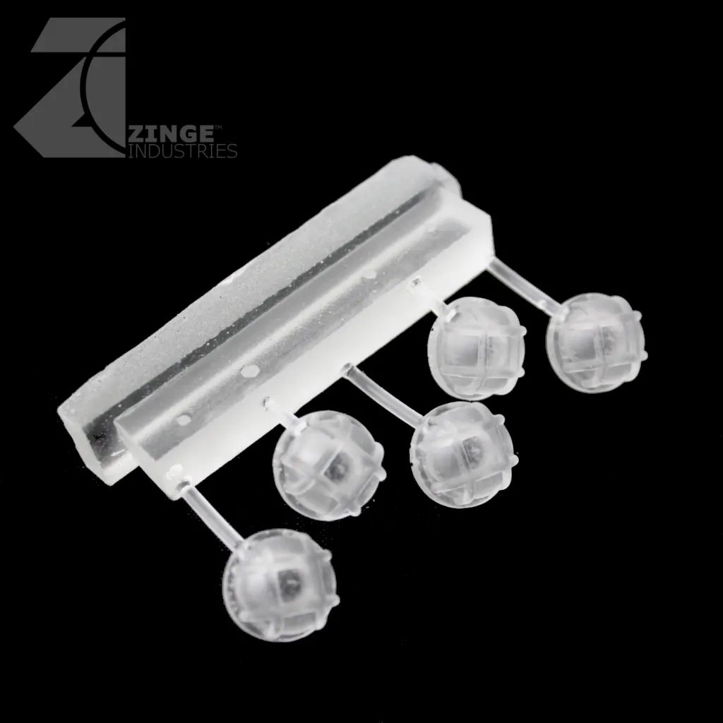Bulkhead Lights - Sprue of 5 - 15mm Round Bulkhead - Transparent Light Diffuser