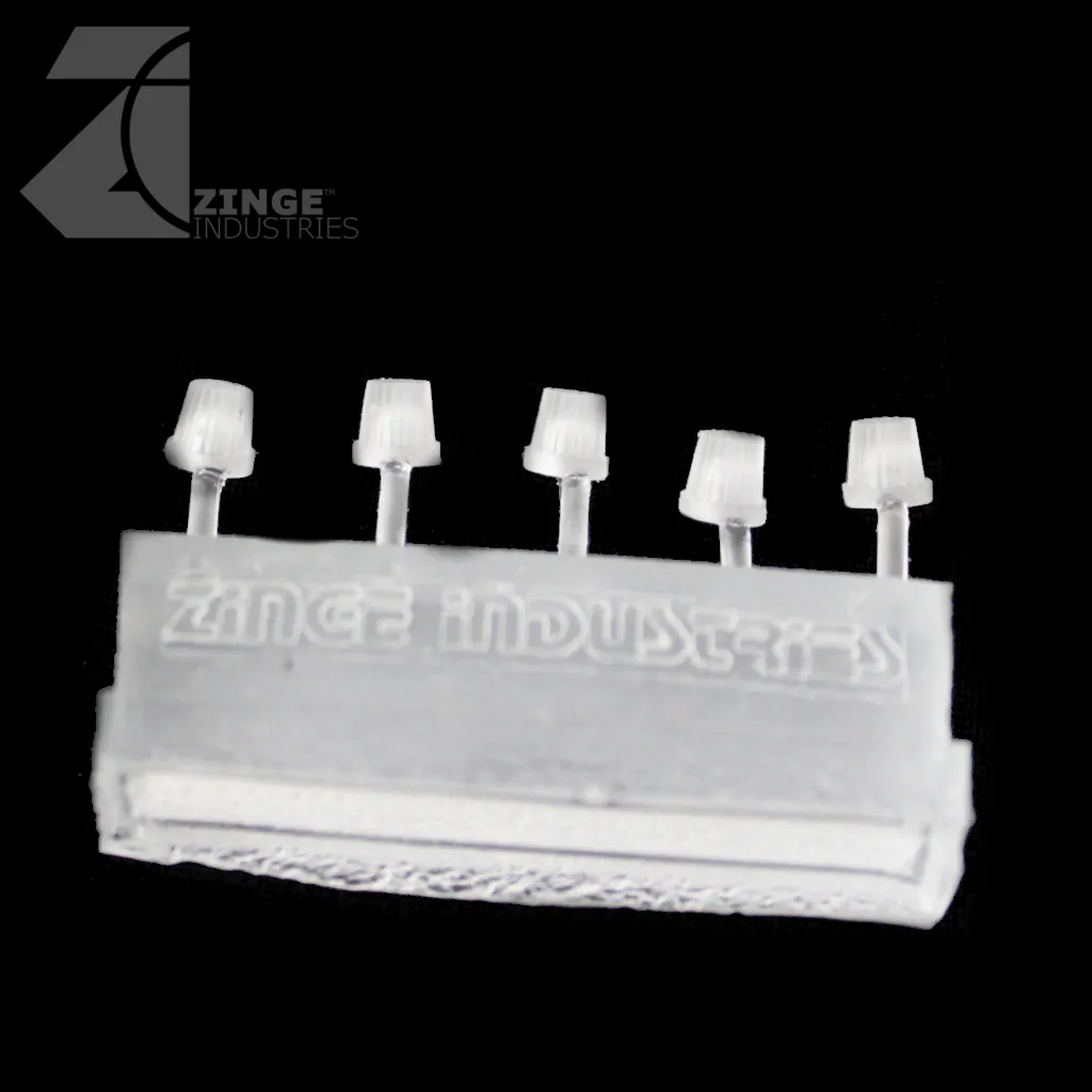 Bulkhead Lights - Sprue of 5 - 5mm Warning Lights - Transparent Light Diffuser