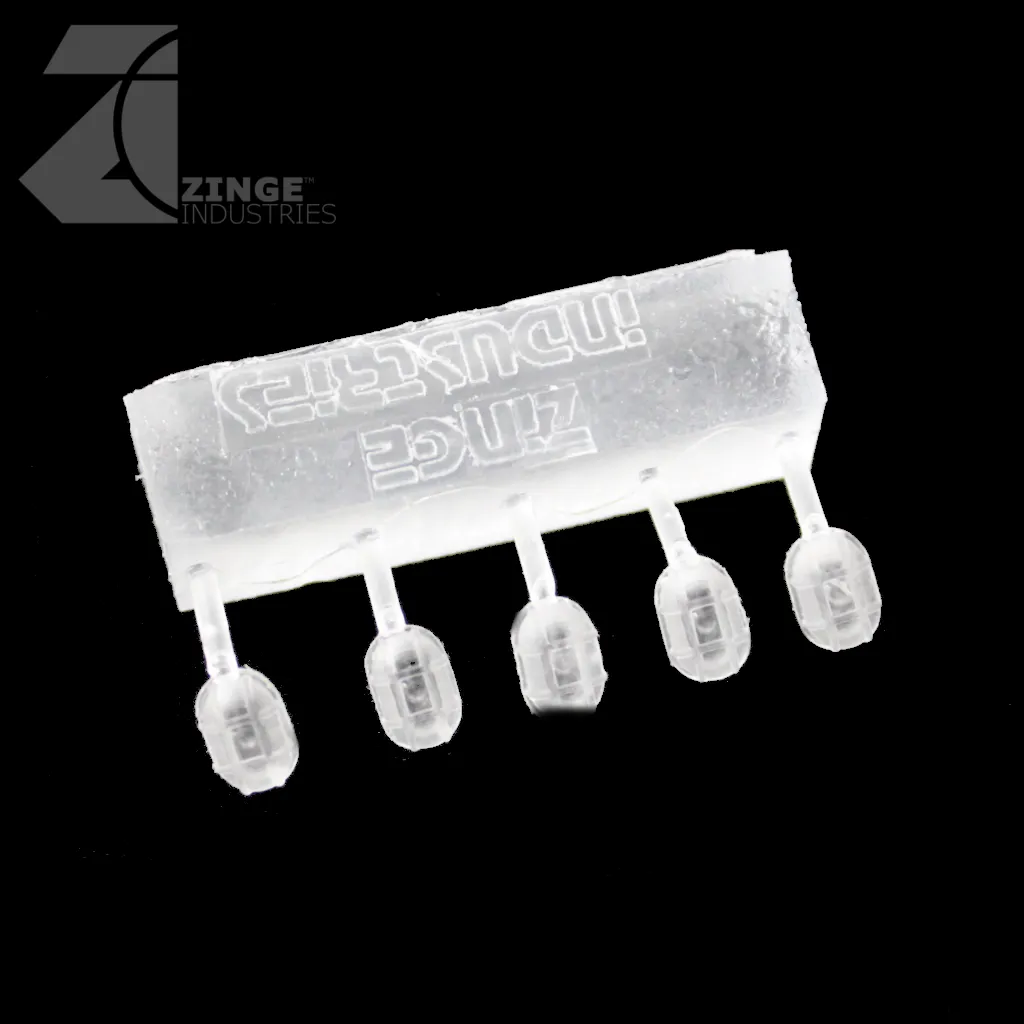 Bulkhead Lights - Sprue of 5 - 7.5mm Oval Bulkhead - Transparent Light Diffuser