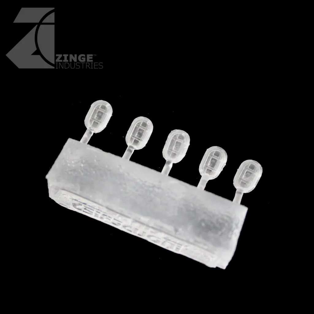 Bulkhead Lights - Sprue of 5 - 7.5mm Oval Bulkhead - Transparent Light Diffuser