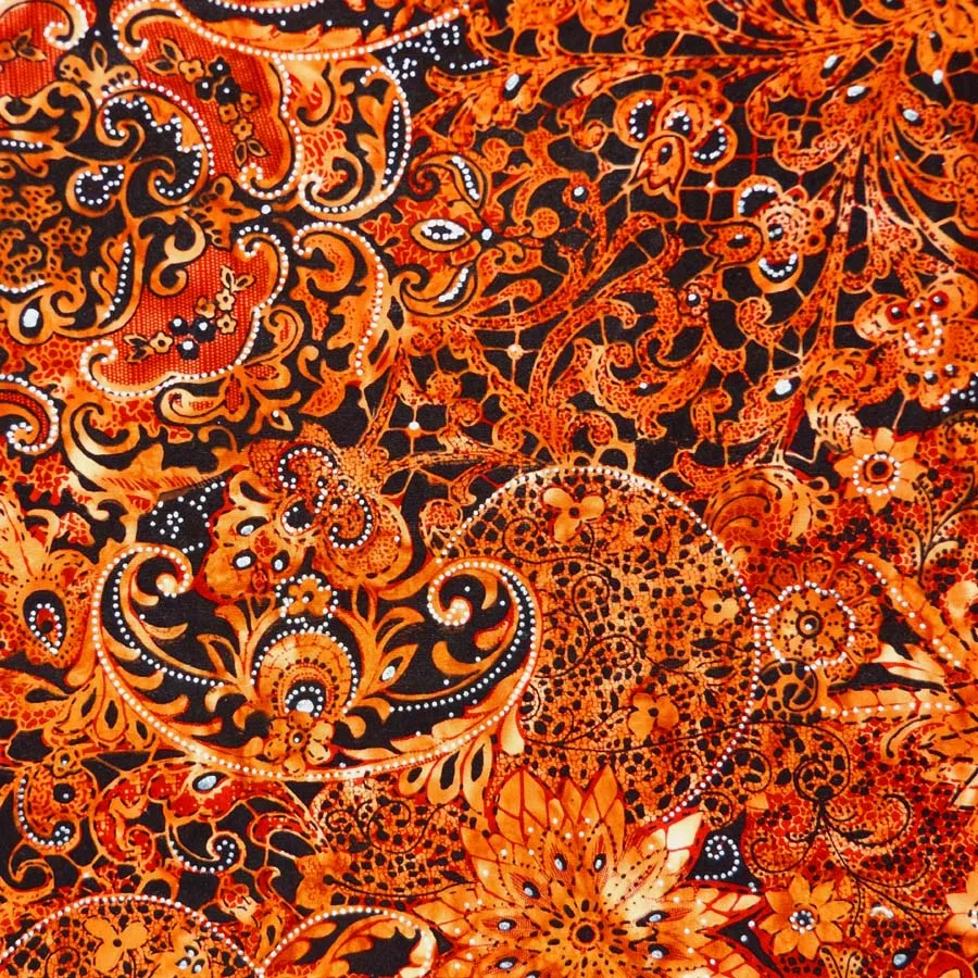 BURNT RUSSET PAISLEY FLORAL BATIK HANDKERCHIEF