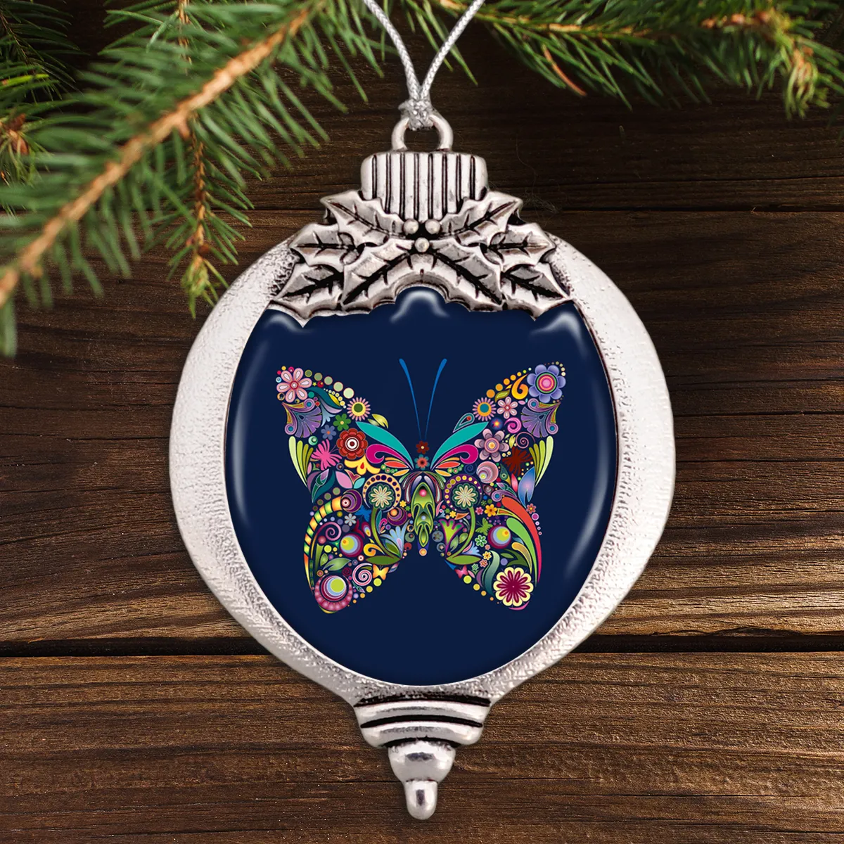 Butterfly Colorful Swirl Bulb Ornament