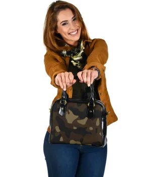 Camo Purse Handbag In Brown, Tan and Black Camouflage Pattern
