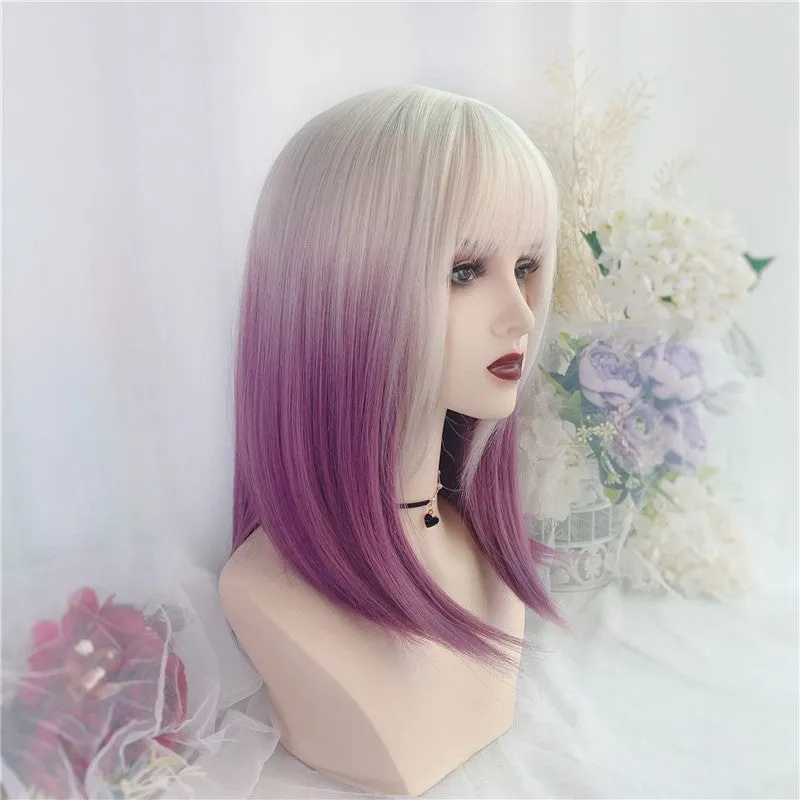 Capricornus | Lolita Gradient Beige Purple Short Straight Wig UZ9128