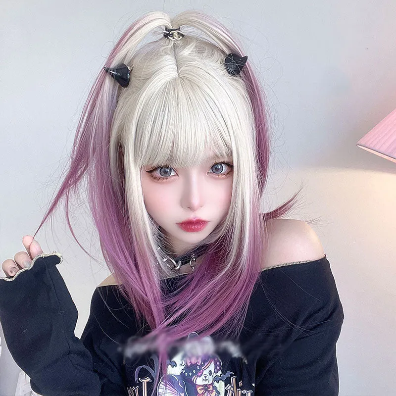 Capricornus | Lolita Gradient Beige Purple Short Straight Wig UZ9128