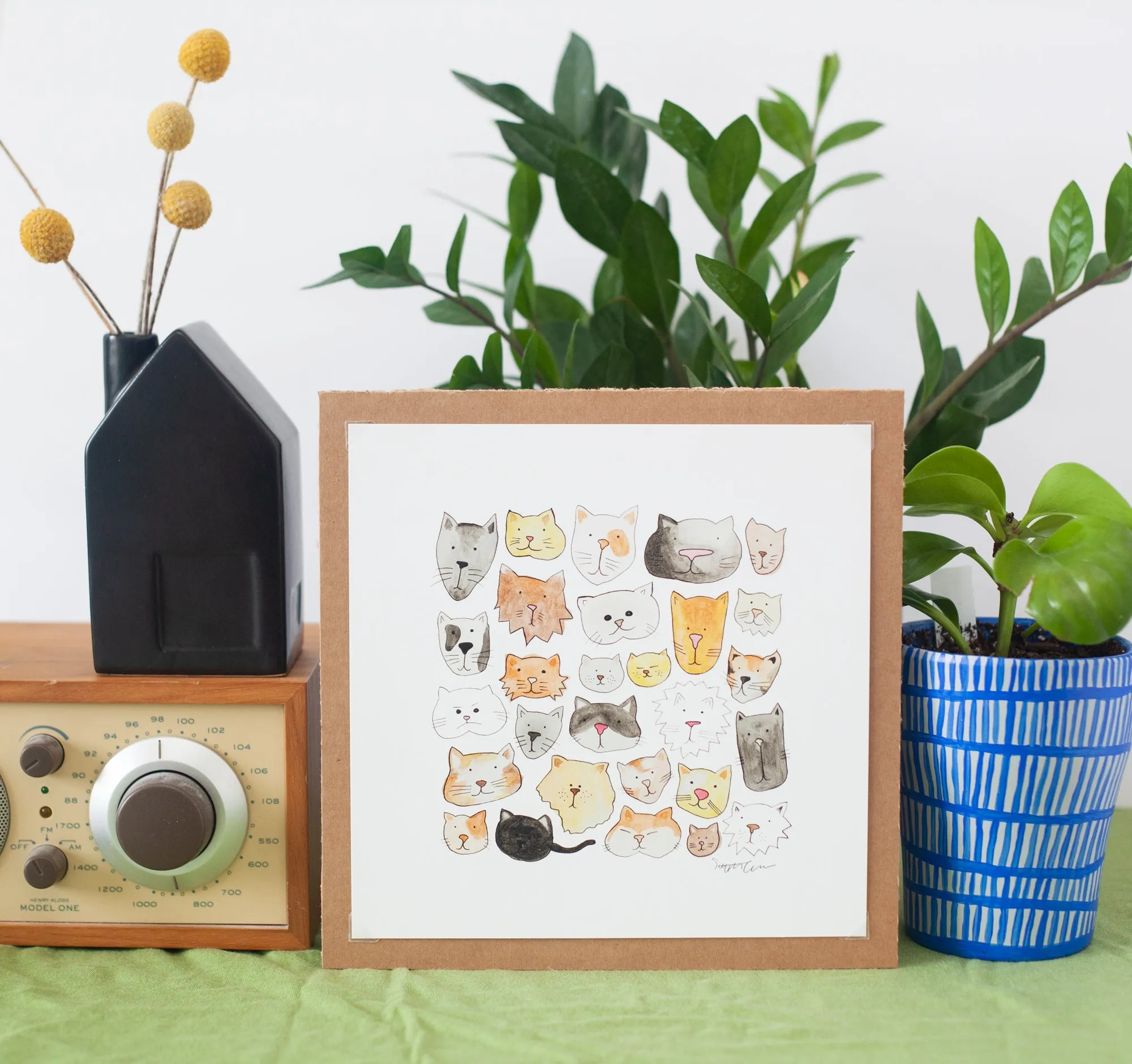 cat art print, gift for cat lover, cat illustrations