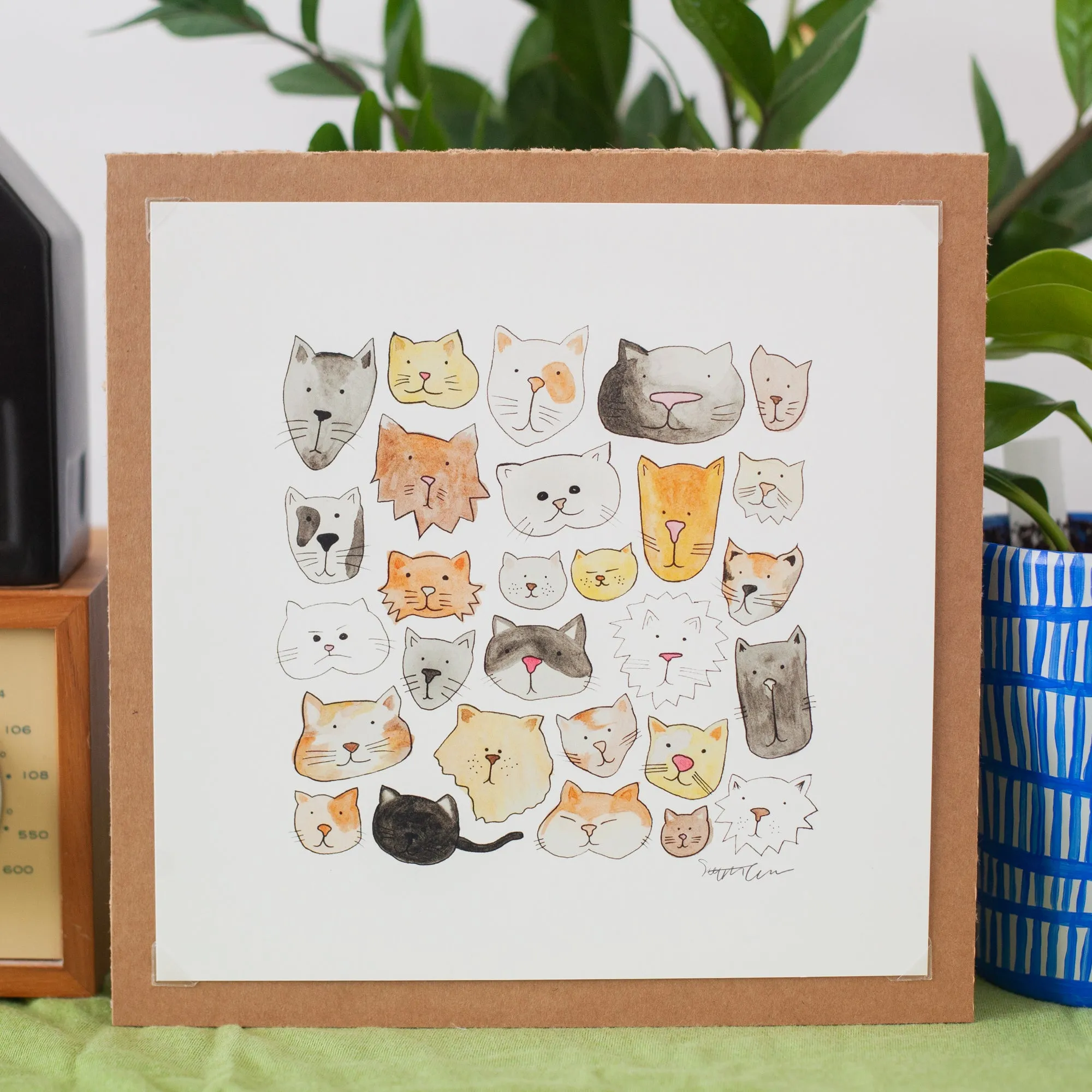 cat art print, gift for cat lover, cat illustrations