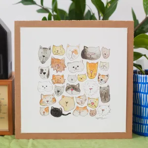 cat art print, gift for cat lover, cat illustrations
