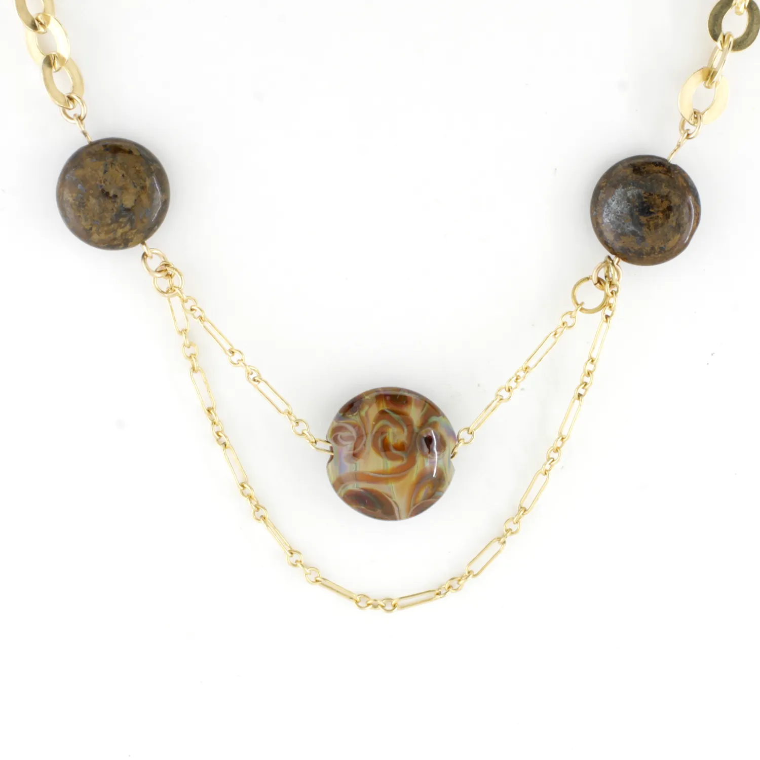 Catalina Nightime - Raw Umber Glass and 14k Gold-Filled One-of-a-Kind  - Ann Friedman Collection