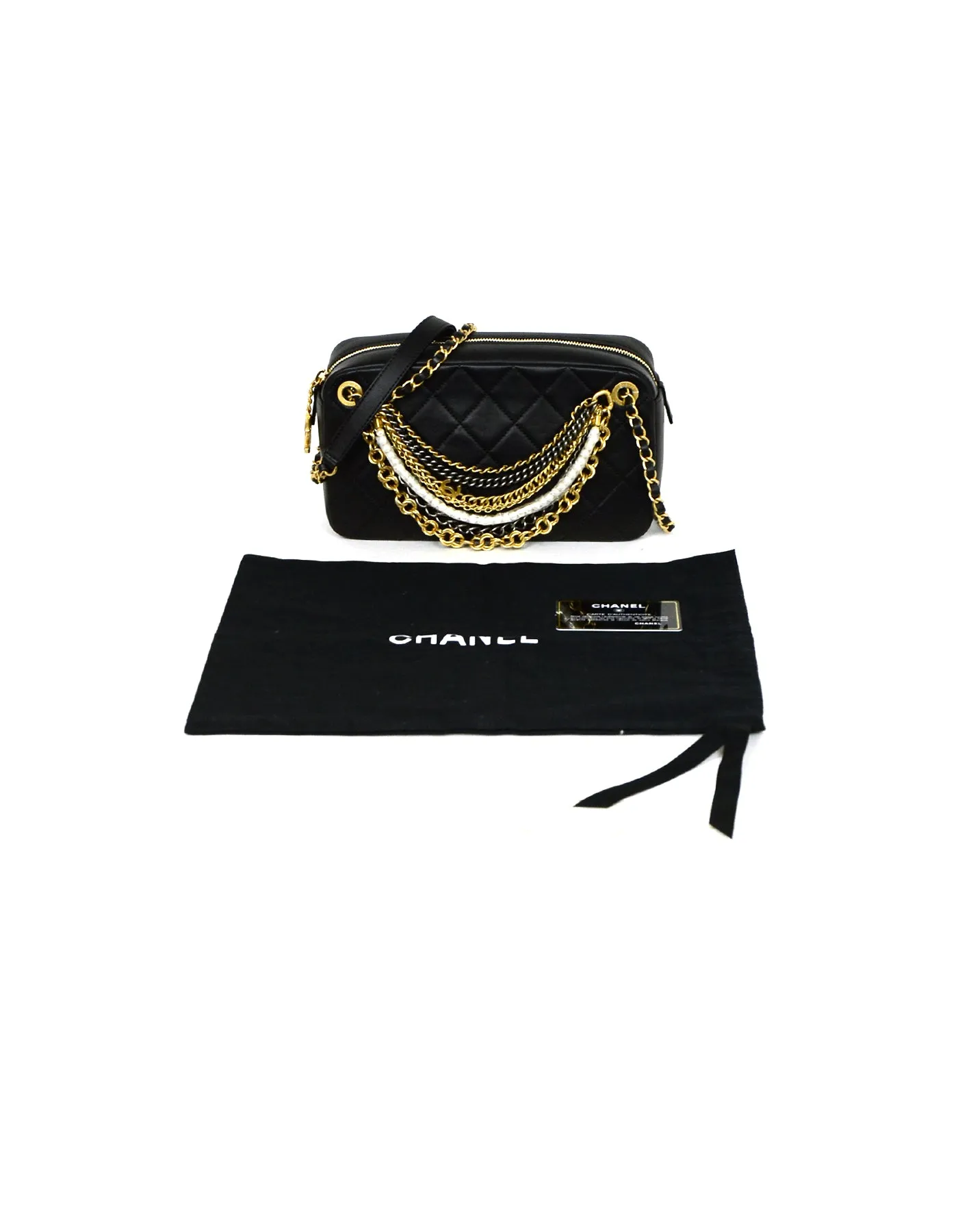 Chanel 2019 Black Leather Quilted All About Chains Camera Bag