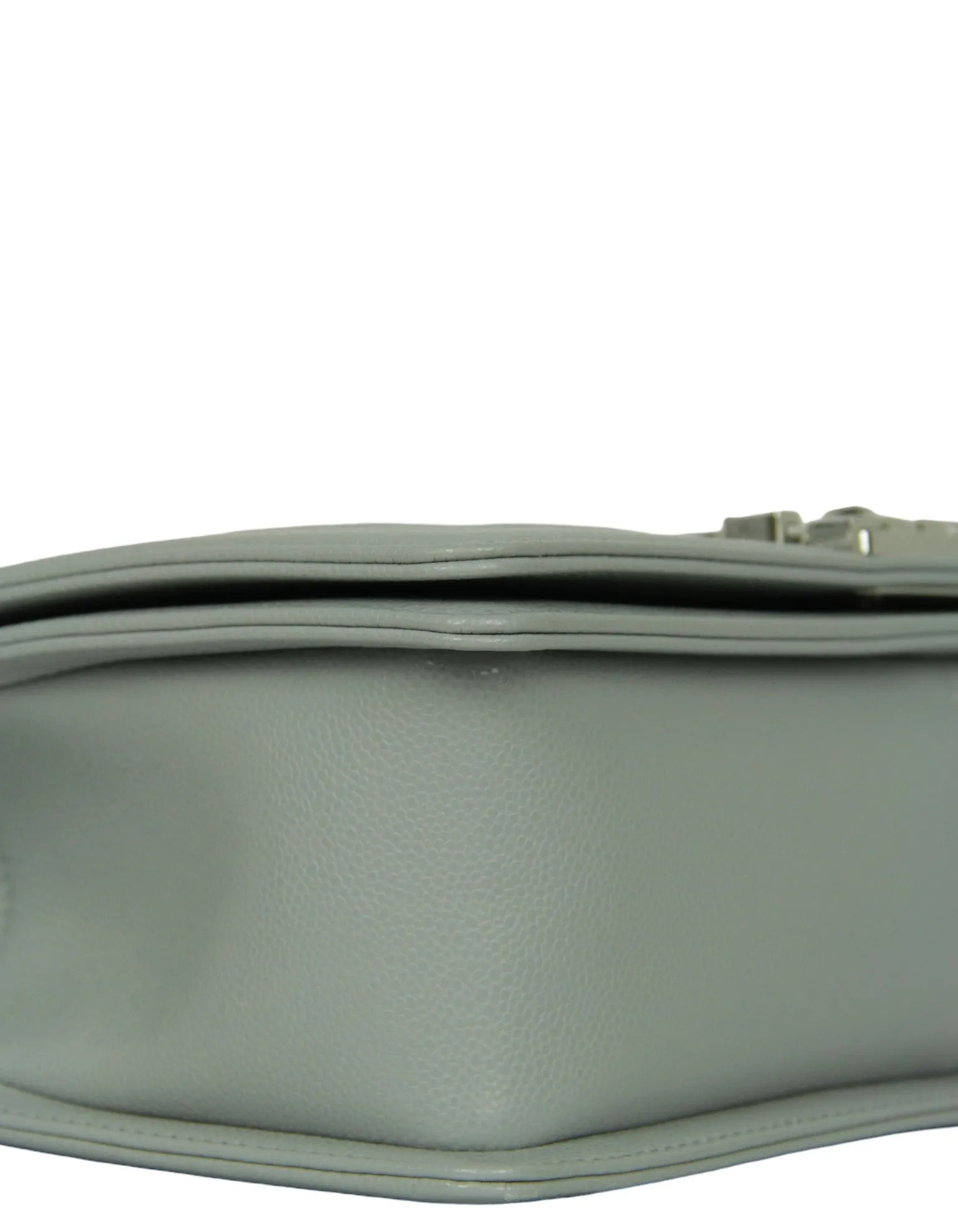 Chanel 2024 Grey Shiny Caviar Leather Quilted Medium Boy Bag