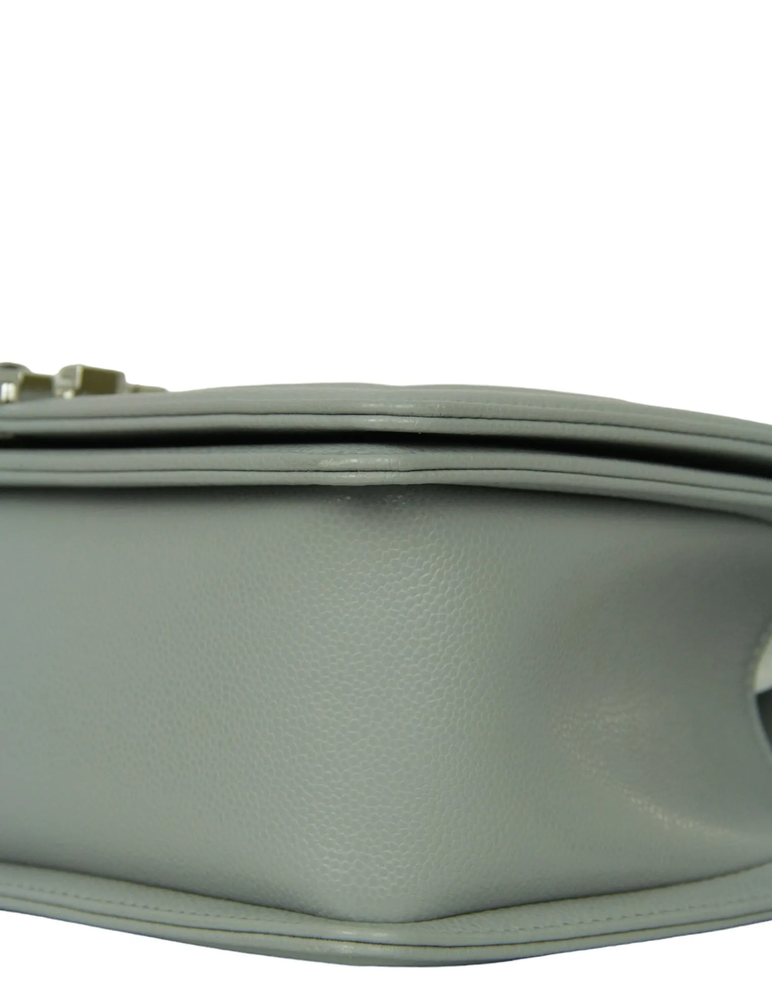 Chanel 2024 Grey Shiny Caviar Leather Quilted Medium Boy Bag