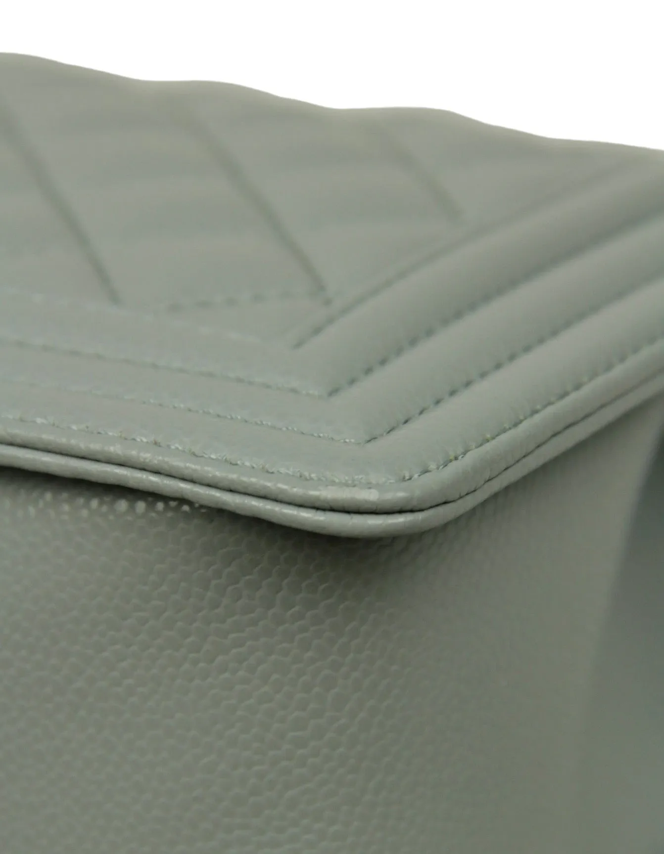 Chanel 2024 Grey Shiny Caviar Leather Quilted Medium Boy Bag