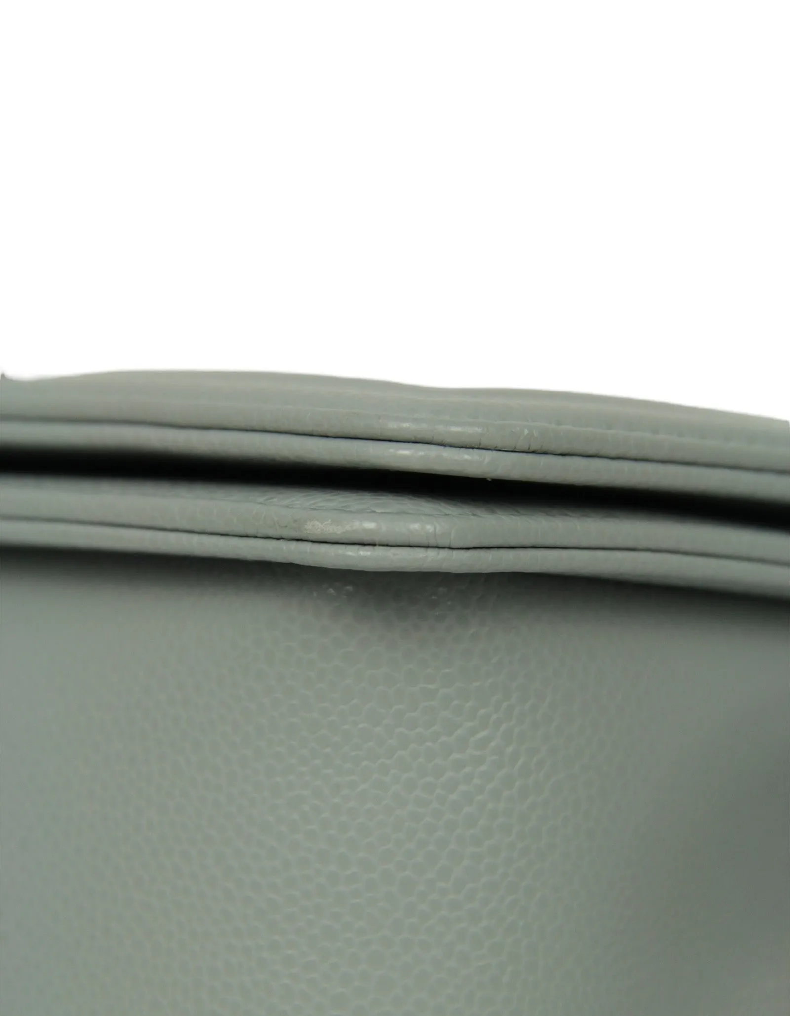 Chanel 2024 Grey Shiny Caviar Leather Quilted Medium Boy Bag