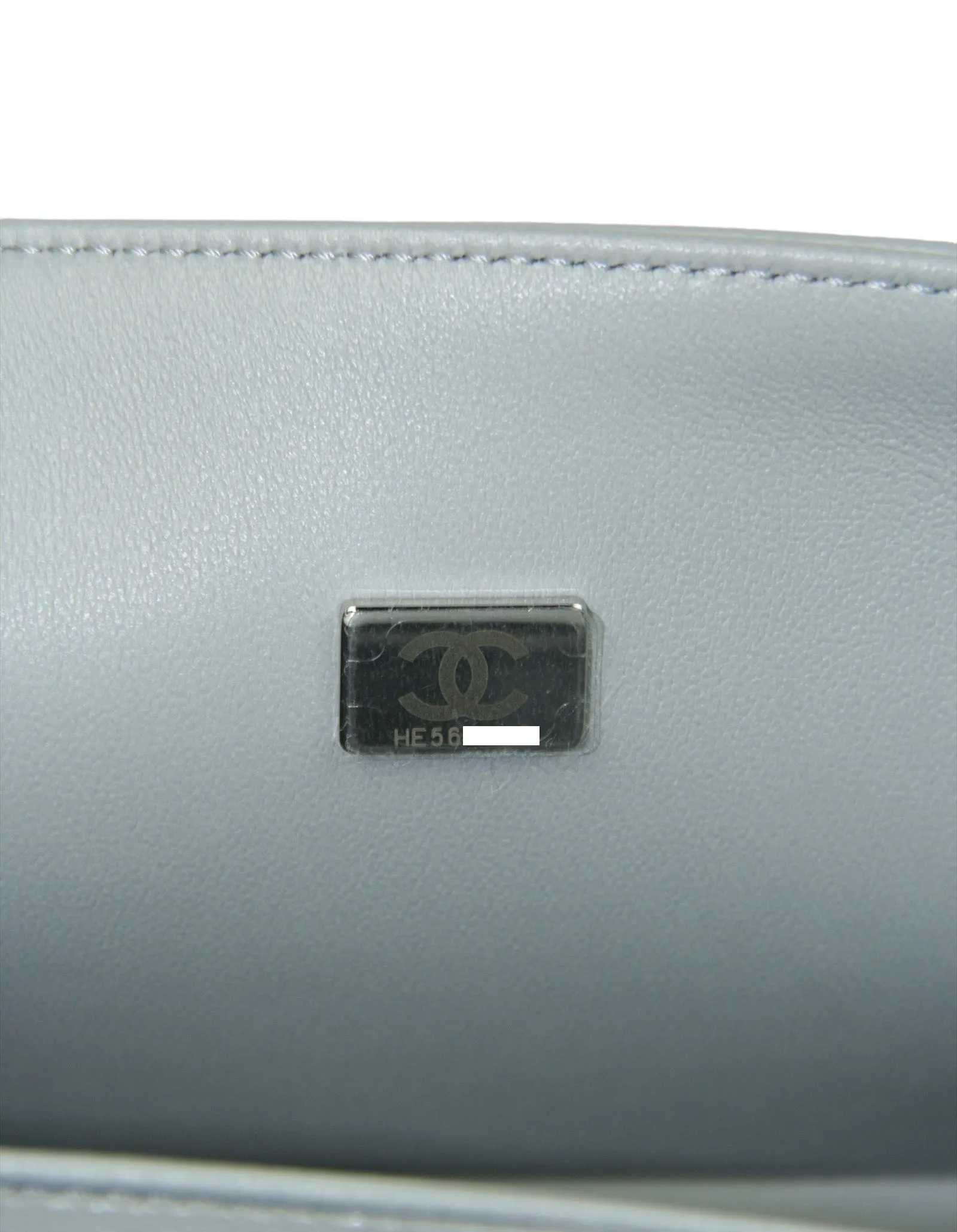 Chanel 2024 Grey Shiny Caviar Leather Quilted Medium Boy Bag