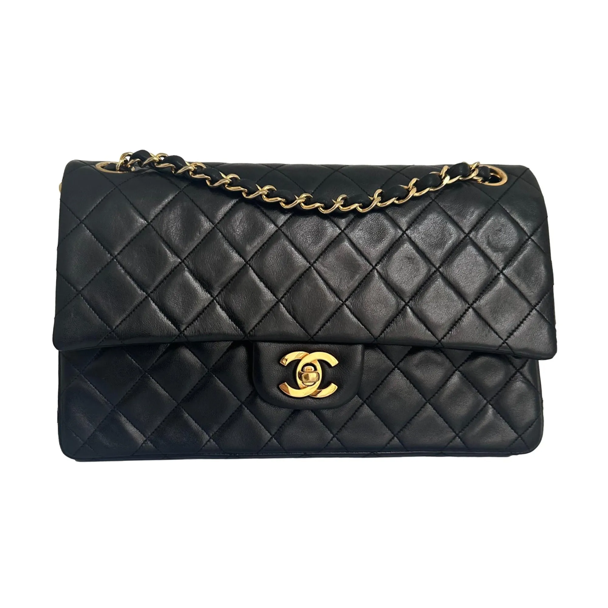 Chanel Black Lambskin Medium Double Flap Bag