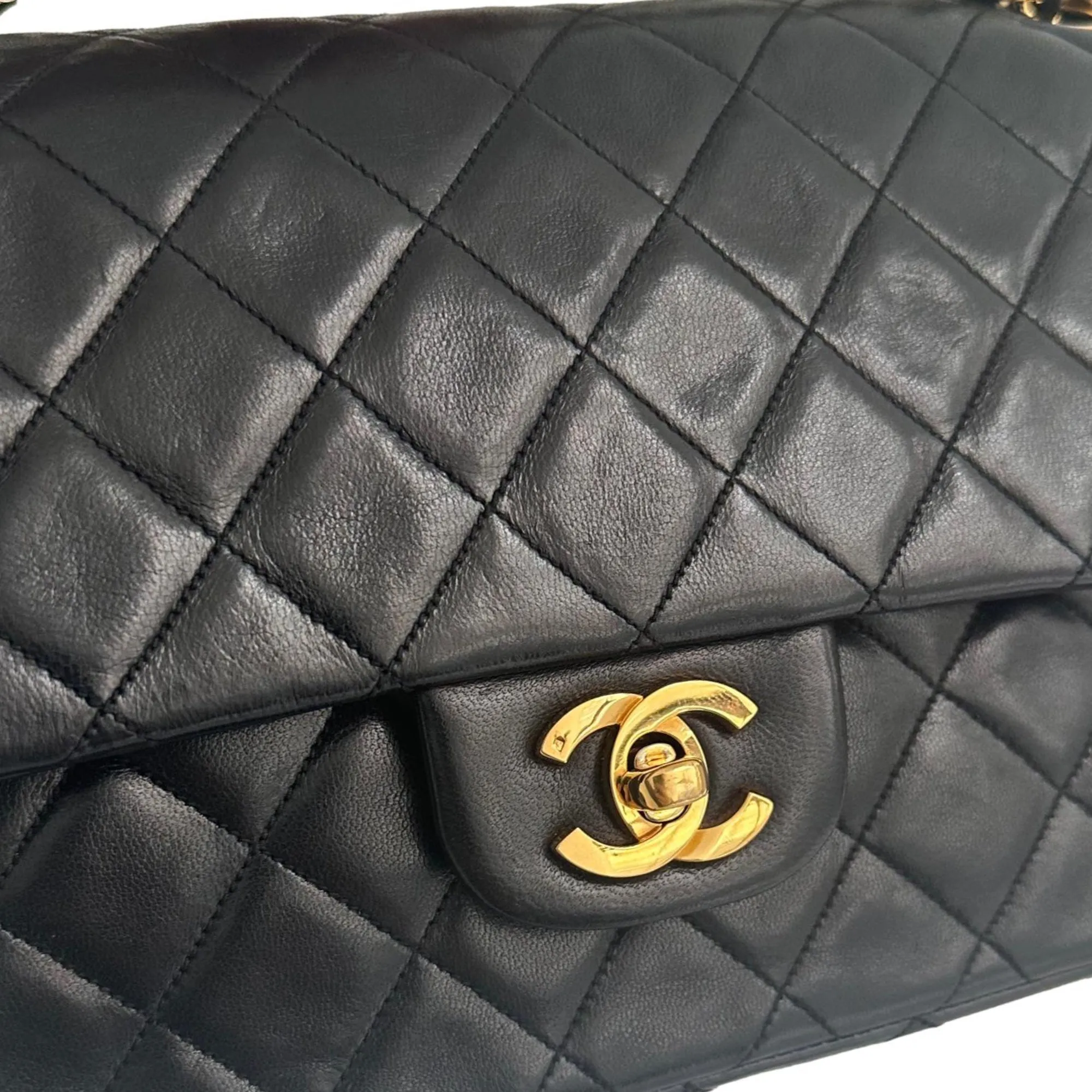 Chanel Black Lambskin Medium Double Flap Bag