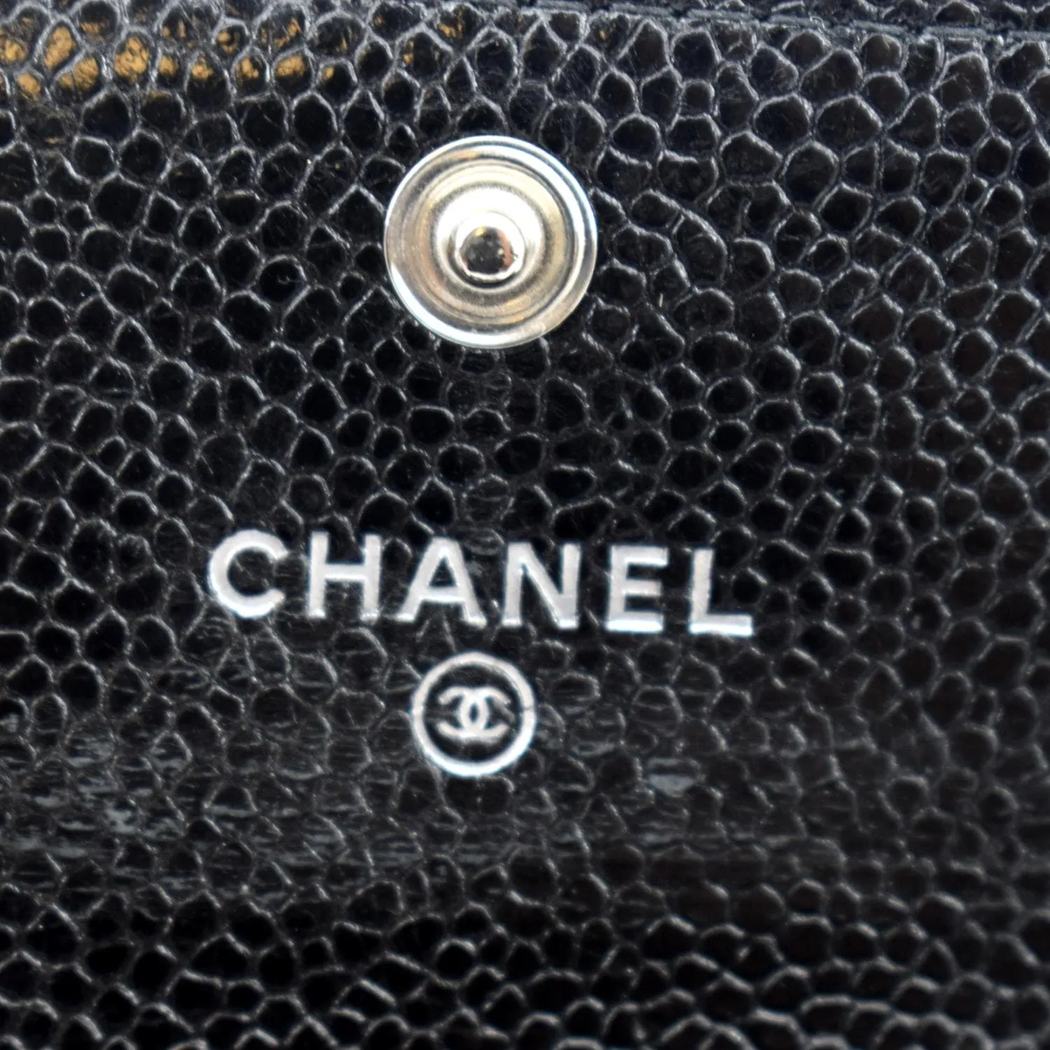 CHANEL CC Flap Caviar Leather Card Holder Black