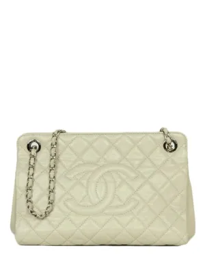 Chanel Ivory Caviar Leather Timeless CC Tote Bag