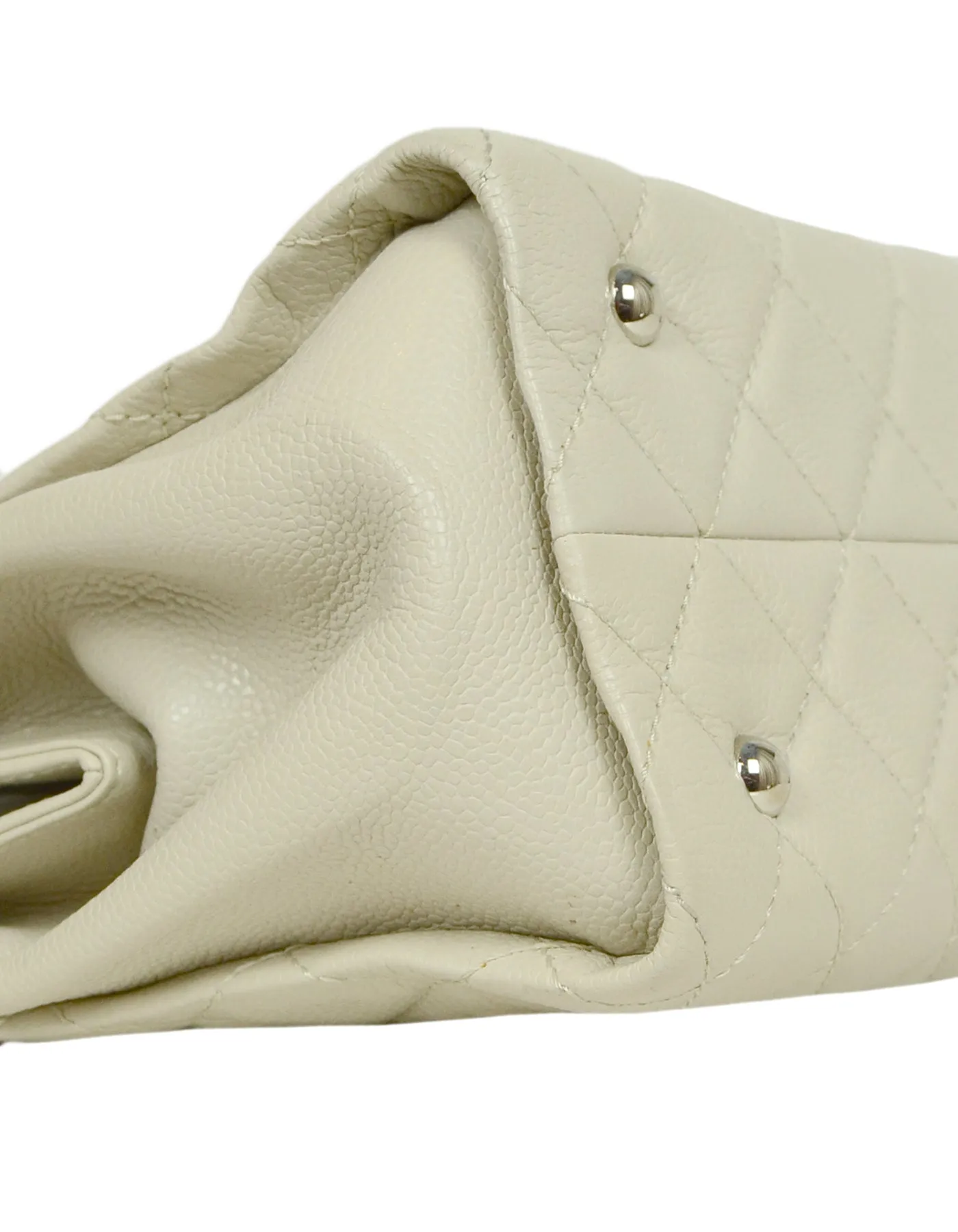 Chanel Ivory Caviar Leather Timeless CC Tote Bag