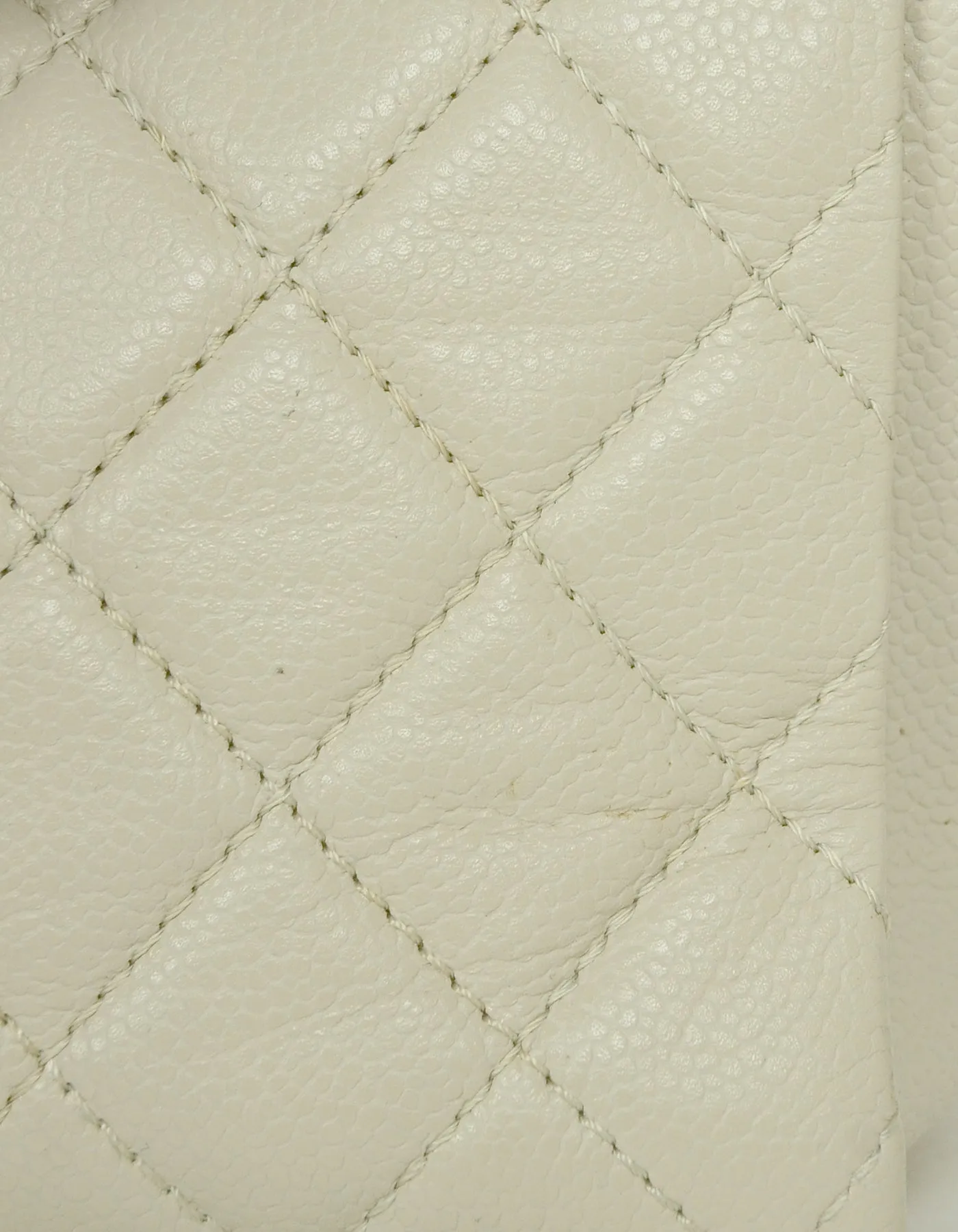 Chanel Ivory Caviar Leather Timeless CC Tote Bag