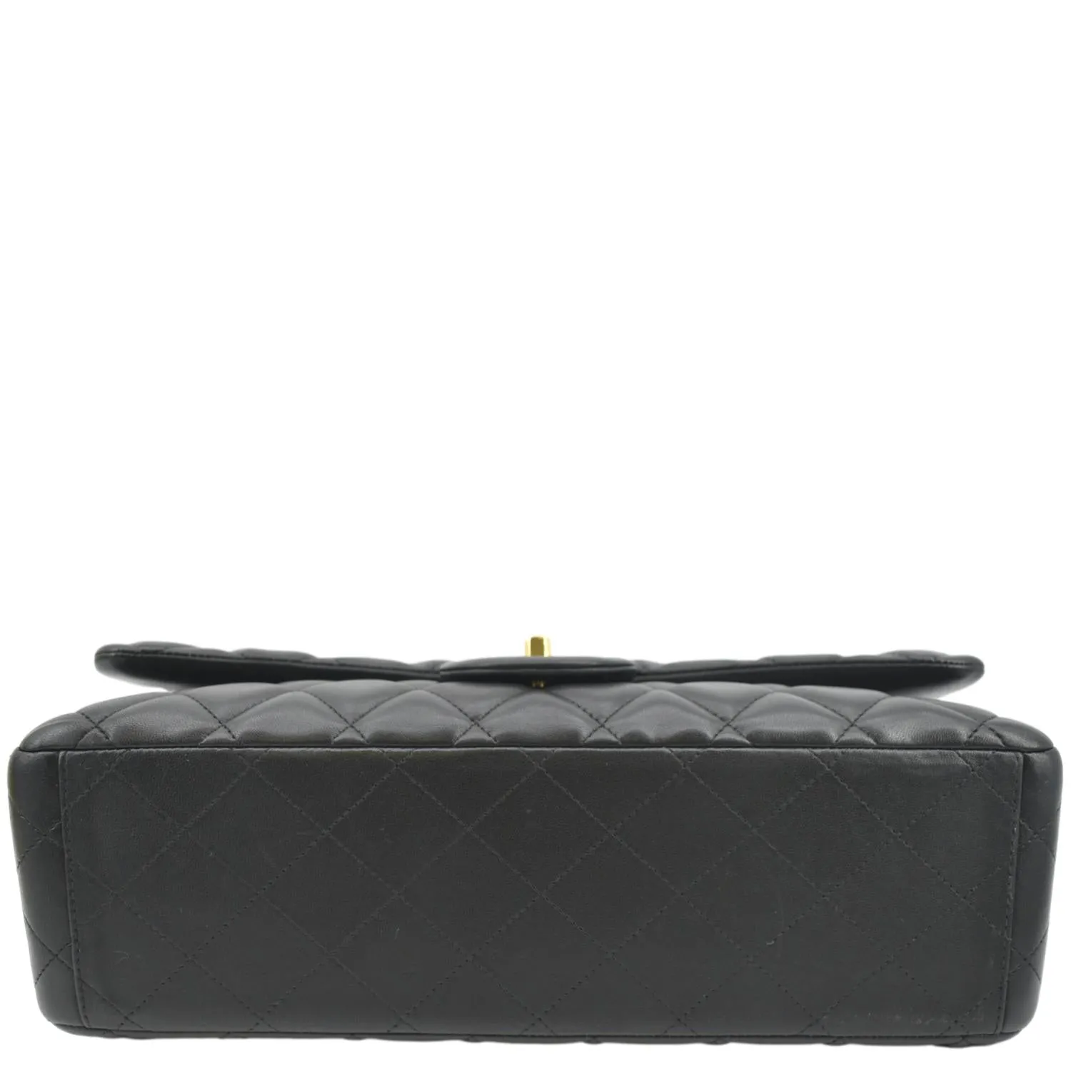 CHANEL Maxi Double Flap Lambskin Leather Shoulder Bag Black