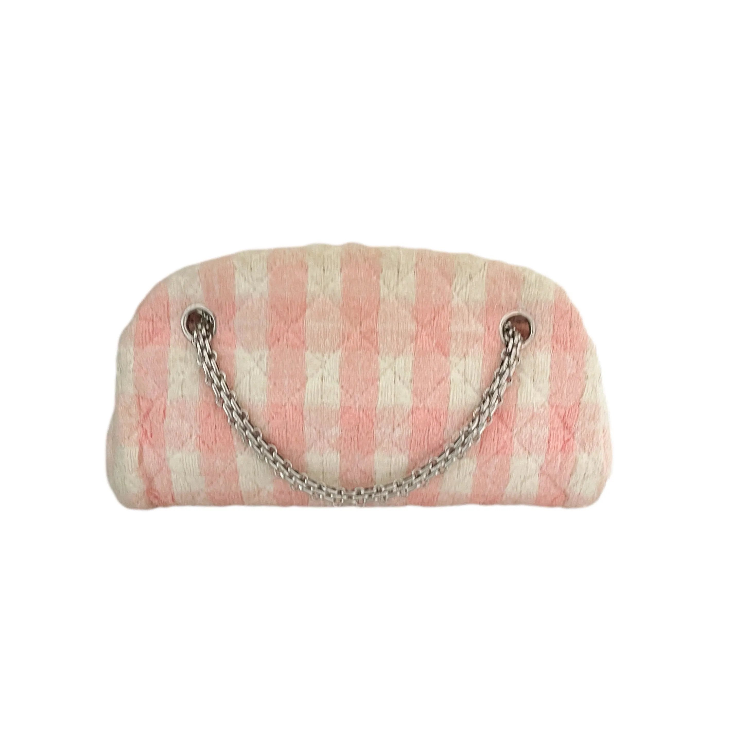 Chanel Pink Gingham Tweed Chain Logo Bag