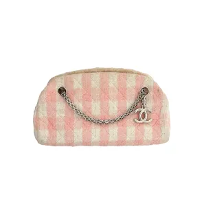 Chanel Pink Gingham Tweed Chain Logo Bag