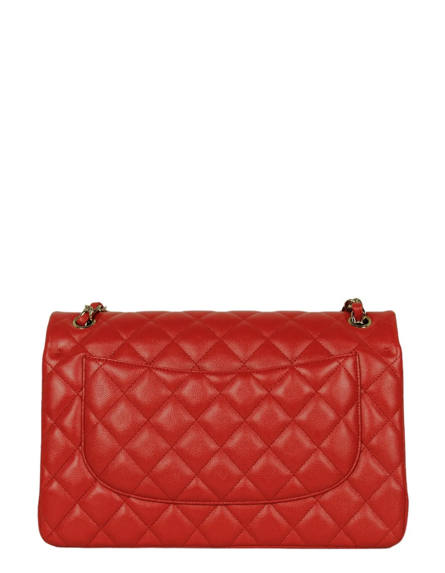 Chanel Red Caviar Leather Double Flap Jumbo Bag