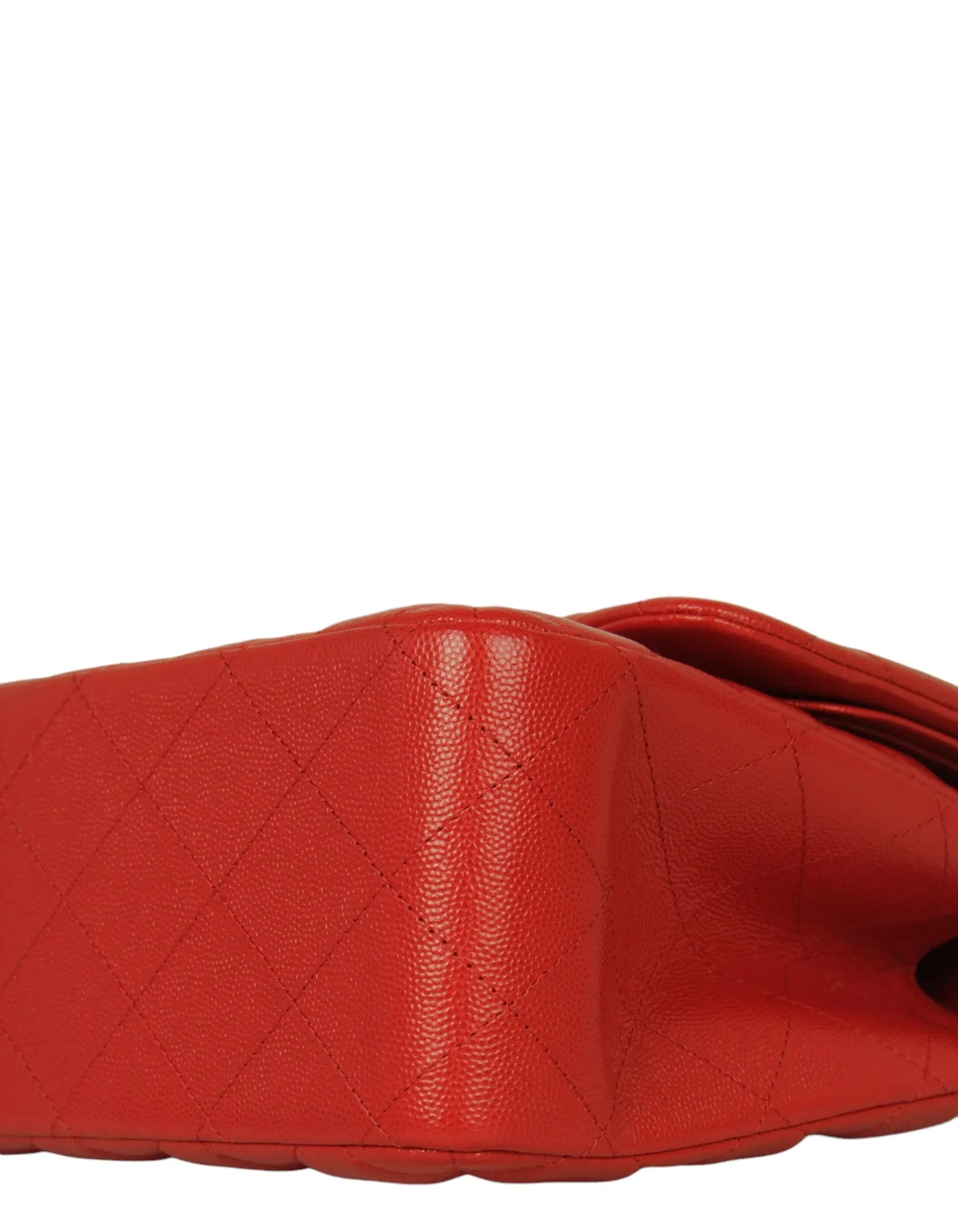 Chanel Red Caviar Leather Double Flap Jumbo Bag