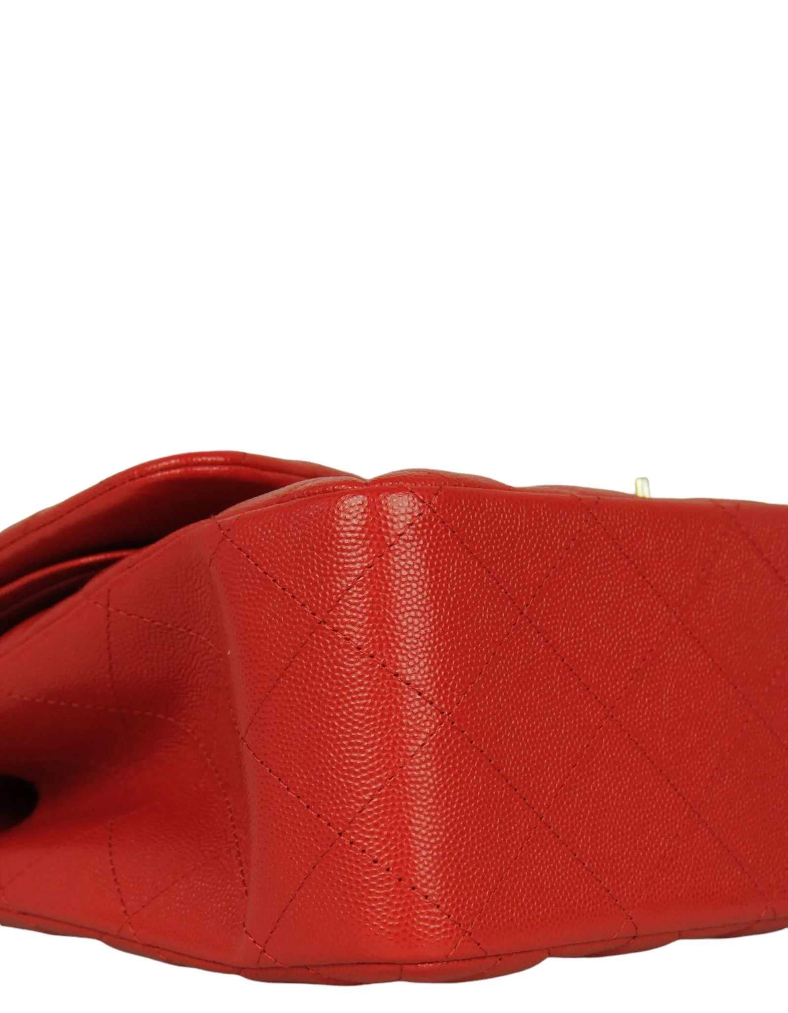 Chanel Red Caviar Leather Double Flap Jumbo Bag