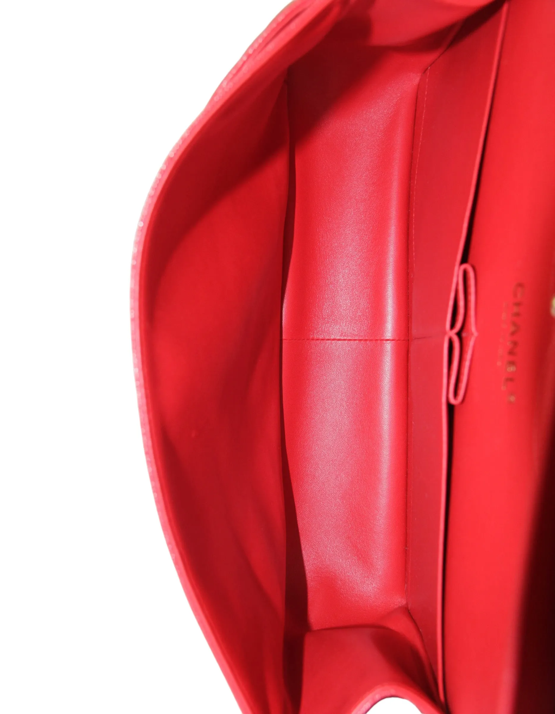 Chanel Red Caviar Leather Double Flap Jumbo Bag