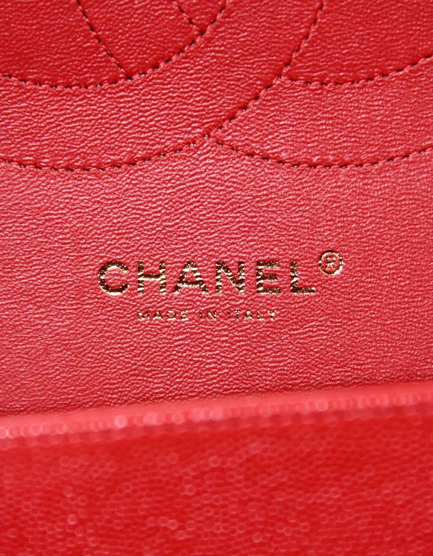Chanel Red Caviar Leather Double Flap Jumbo Bag