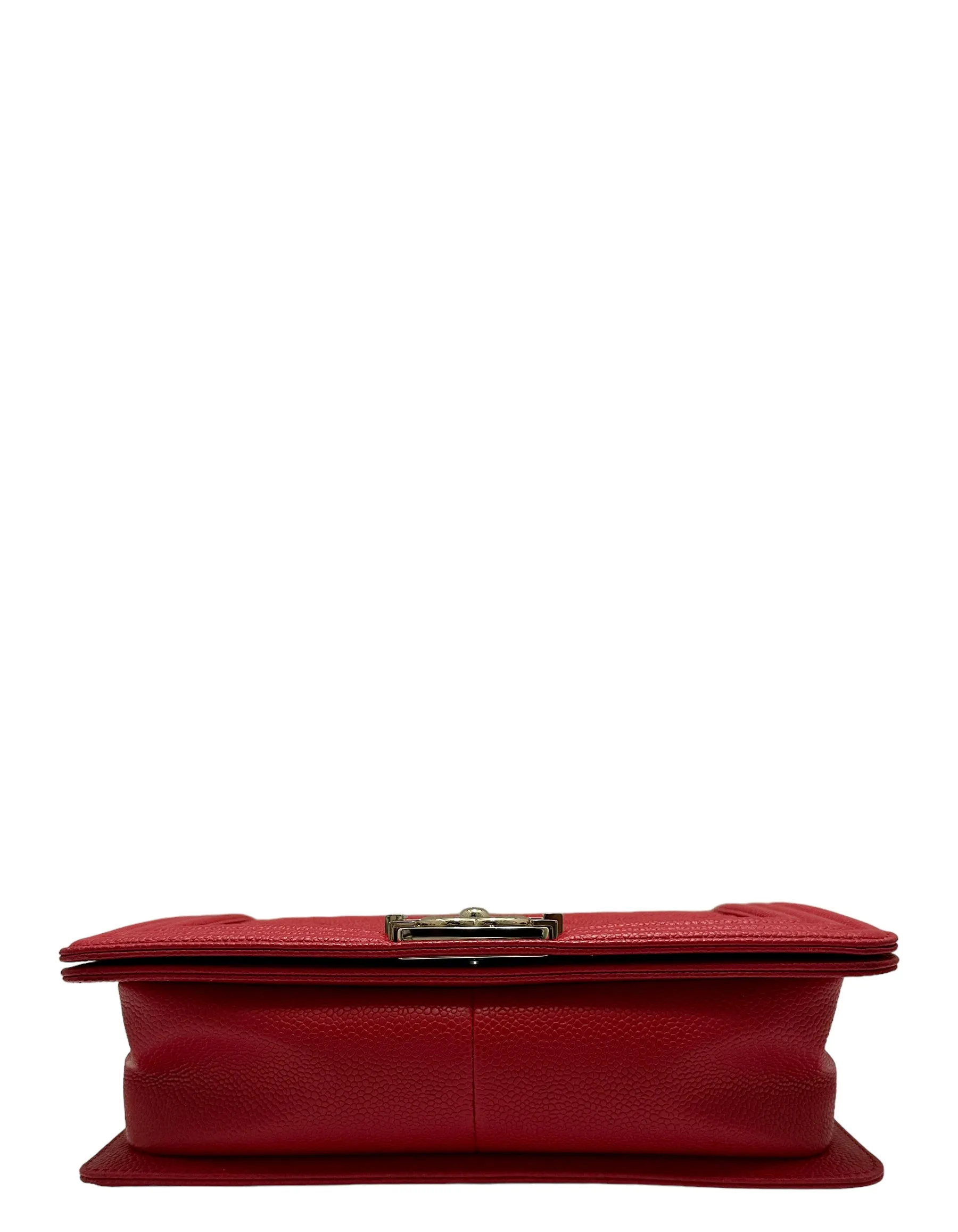 Chanel Red Caviar Leather Quilted Medium Boy Bag