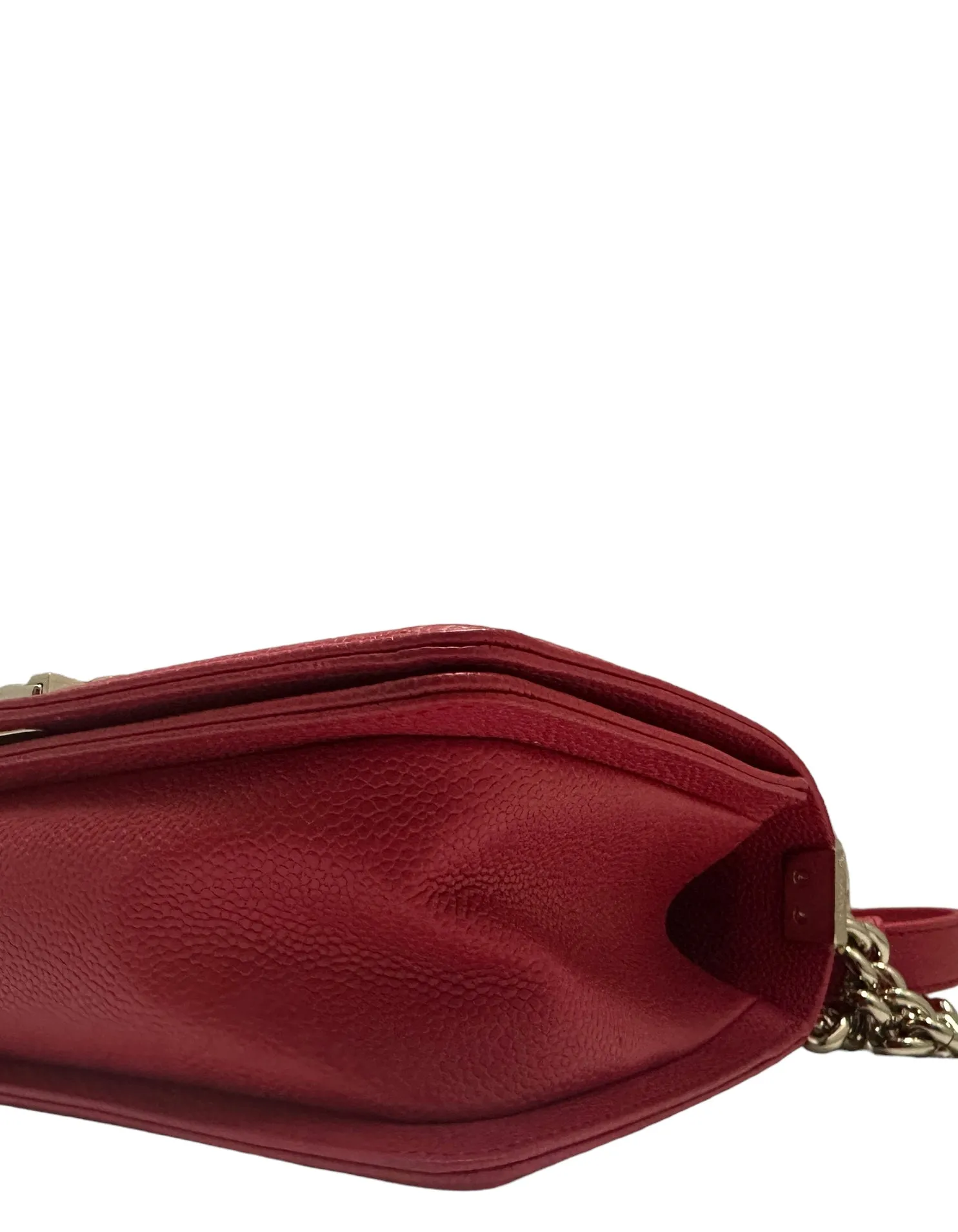 Chanel Red Caviar Leather Quilted Medium Boy Bag