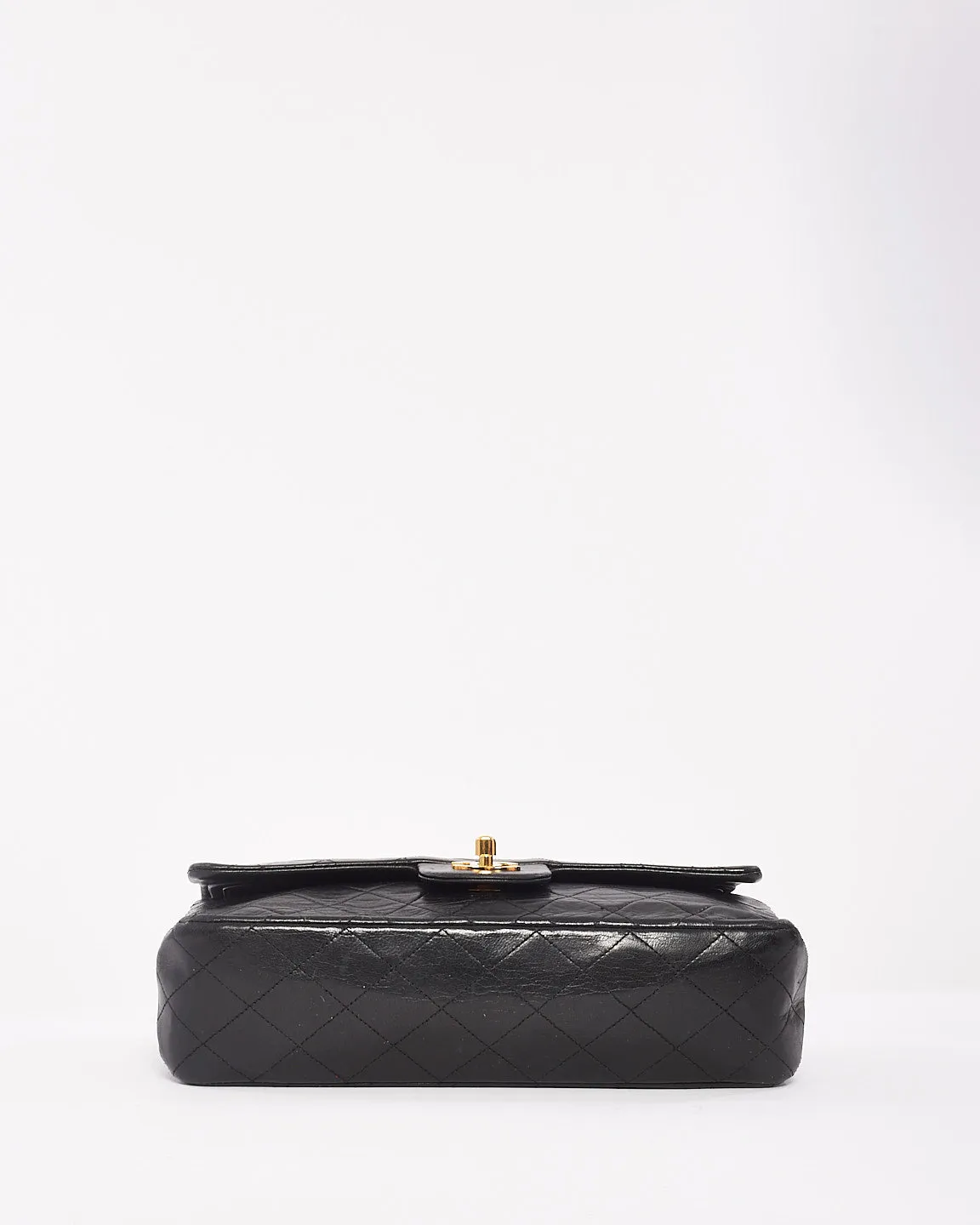 Chanel Vintage Black Lambskin Leather Classic Medium Double Flap Bag with GHW