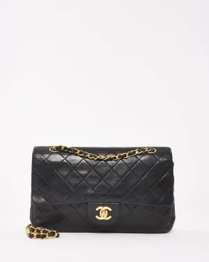 Chanel Vintage Black Lambskin Leather Classic Medium Double Flap Bag with GHW