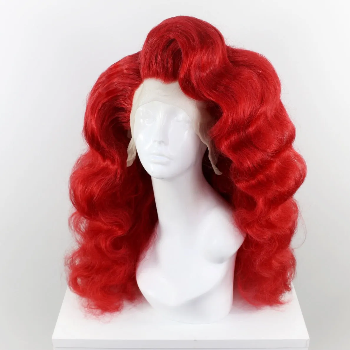 Cherry Red Old Hollywood Waves Synthetic Wig (Made to Order)
