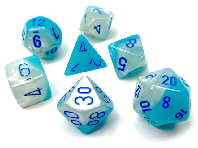 Chessex: Gemini 7P Pearl Turquoise-White/Blue Luminary