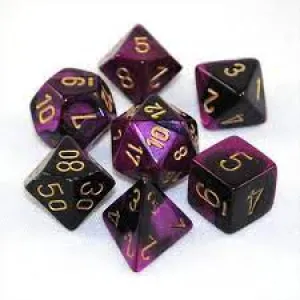 Chessex: Gemini 7PC Black Purple / Gold