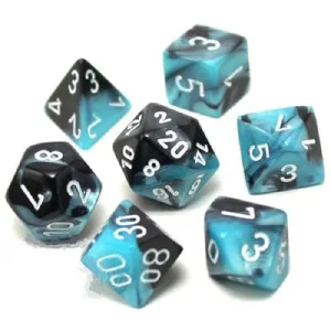 Chessex: Gemini 7PC Black Shell / White