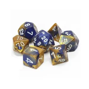 Chessex: Gemini 7Pc Blue-Gold / White