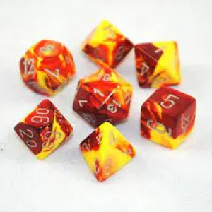 Chessex: Gemini 7PC Red-Yellow / Silver