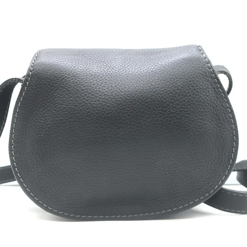 Chloe Marcie Small Crossbody Bag Black Grained Leather