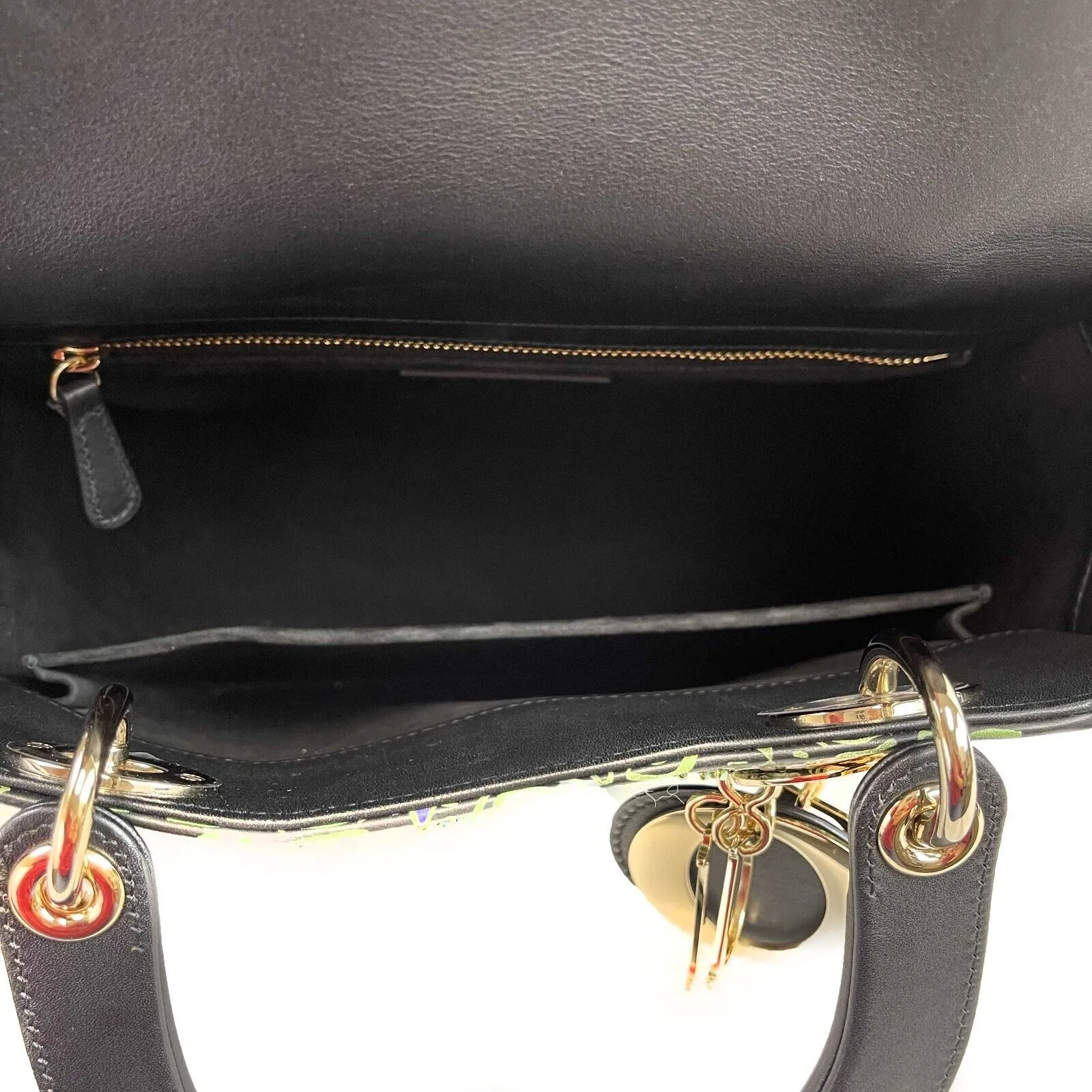 Christian Dior Medium Embroidered Animals Lady Dior Black, Green Purple handbag