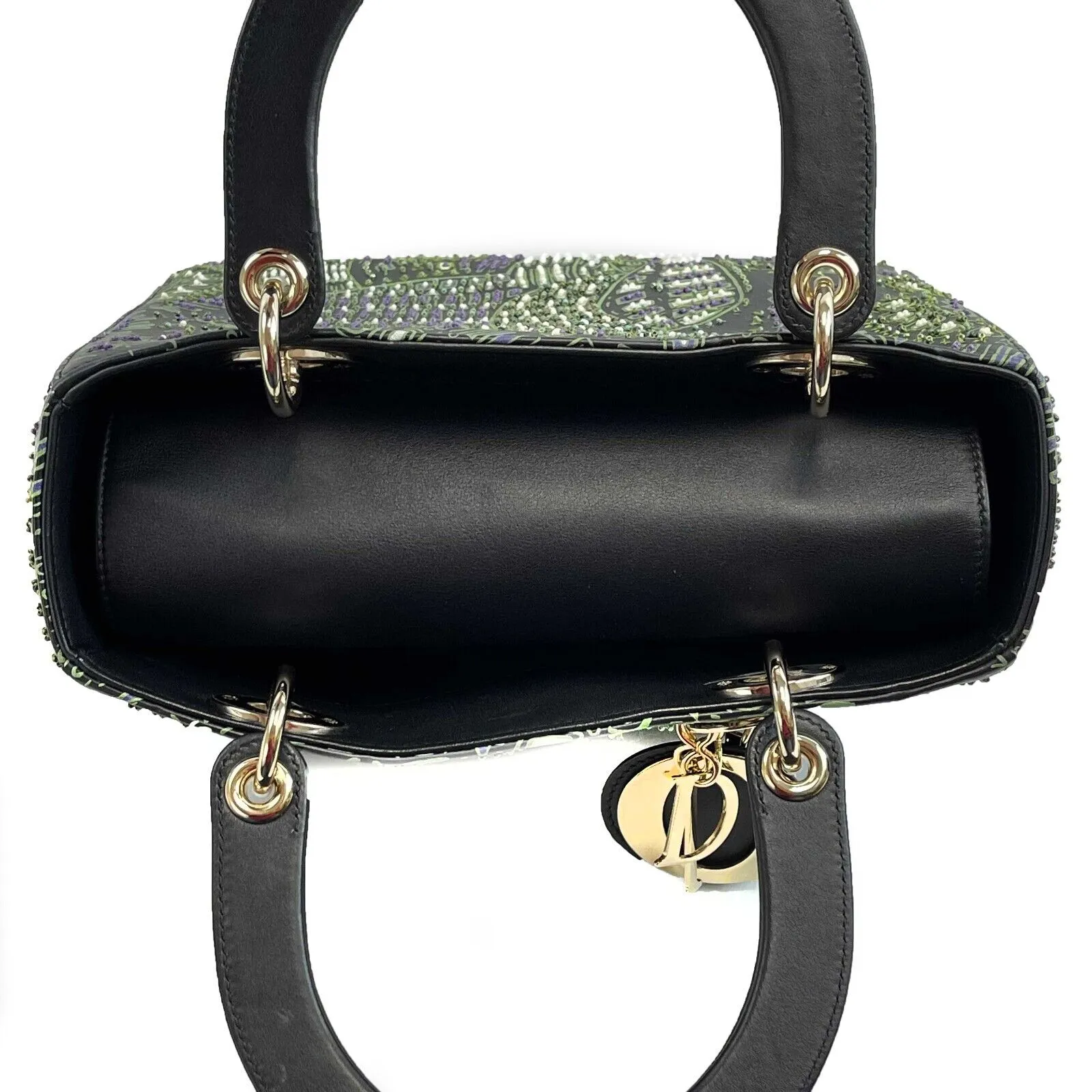 Christian Dior Medium Embroidered Animals Lady Dior Black, Green Purple handbag